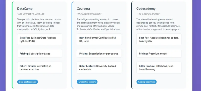 Platforms Overview Infographic Part 2 - Learning platforms comparison for tech professionals