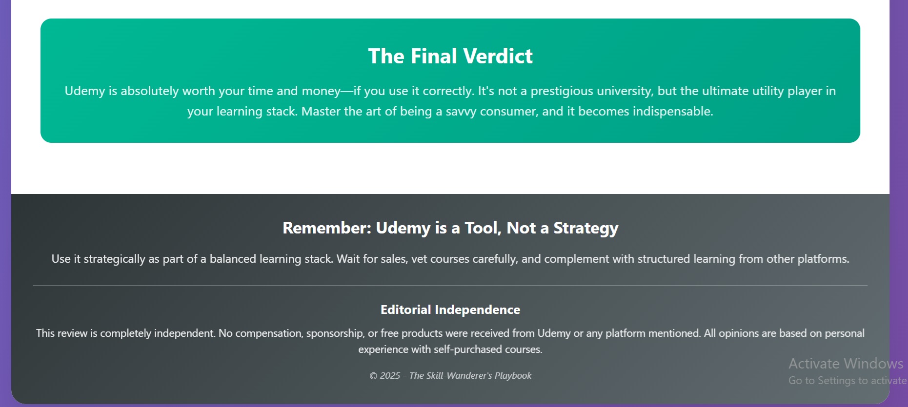 The Final Verdict: Is Udemy Worth Your Time and Money? - Infographic summarizing the key takeaways and final recommendation