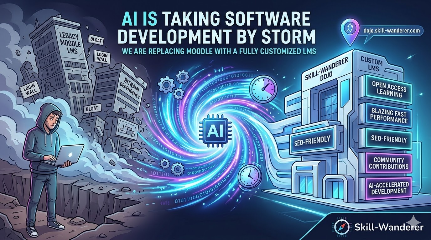 Wanderer's Log #4: Goodbye Moodle, Hello Custom LMS — Why We're Building Our Own Dojo